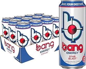 Bang Star Blast Energy Drink, 0 Calories, Sugar Free with Super Creatine, 16 Fl Oz (Pack of 12)