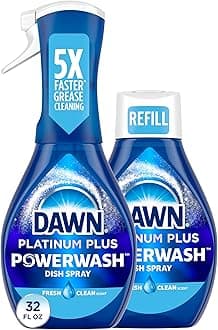 Powerwash Spray, Dish Soap, Dishwashing Liquid, Cleaning Supplies, Fresh, 1 Starter Kit + 1 Refill, 32 Fl Oz
