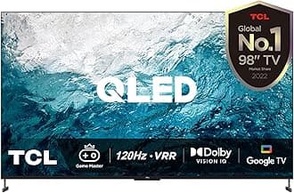 98 Inch 4K QLED HDR 10+ Ultra HD Smart TV Game Master Dolby Vision IQ-Atmos Onkyo Audio Quantum Dot Technology 144HZ VRR 98C735-1 Year Warranty (2022 Model), Black