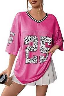 Jersey Shirts for Women Y2k Graphic Number Oversized Tees V Neck Half Sleeve Cute Soccer Streetwear T Shirt Tops