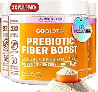 Fiber Supplement Powder with Prebiotics for Digestive Health and GLP-1 Support, Soluble Fiber for Gut Health & Debloat, Keto, Vegan, Gluten & Sugar Free, 35 Servings (3 Pack)