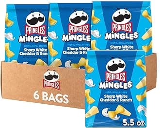 Mingles Puffed Snacks, Sharp White Cheddar and Ranch, Cheese Puffs, Salty Snacks (6 Bags)