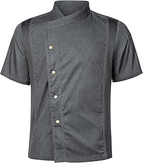 QUNBZOU Unisex Chef Coat for Men Women Short Sleeves Solid Chef Jacket Hotel Restaurant Work Shirt Uniform