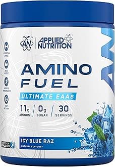 Amino Fuel - Amino Acids Supplement, EAA Essential Amino Acids Powder, Muscle Fuel & Recovery (390g - 30 Servings) (ICY Blue Raz) (New)