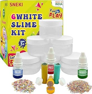 SNEKI (6 Clear Slime kit) DIY Transparent Scented Slimy Slime Gel Jelly Set Kit Air Dry Magical Crystal Clay Putty Toy Kit for Girls Boys Kids Slime with Glitter| Charms | Stars | Colored Balls Set