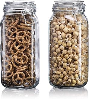 Ash & Roh® - Clear Glass Jar And Container With Air Tight Lid Storage of Spices and Dry Fruit (1500 ML SQUARE, 4)