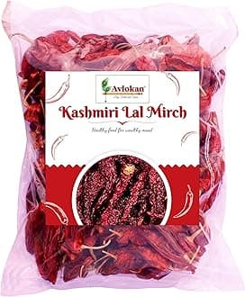 Avlokan Kashmiri Red Chilli Whole with Stem - 100% Natural, Hot & Spicy Dried Red Chilli | Kashmiri Sabut Lal Mirch Kashmiri Withstem Red Chilli, 250 grams