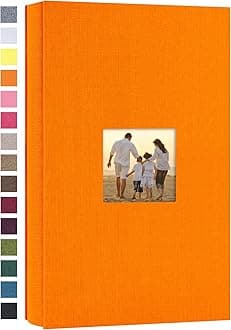 potricher Small Photo Album 4x6 300 Photos Linen Cover Picture Photo Book for Family Wedding Anniversary Baby Vacation (Orange,300 Pockets)
