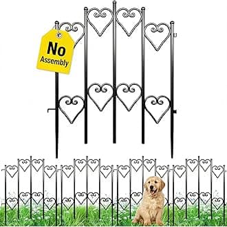 AMAGABELI GARDEN & HOME 5 Panel 27in(H)×9ft(L) Decorative Garden Fences and Borders for Dogs No Dig Rustproof Metal Fence Panels Garden Edging Animal Barrier Fencing for Flower Bed Yard Patio