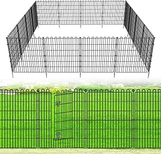 20 Panels No Dig Decorative Garden Fence with 2 Gates for Yard, 32 in(H) X 47.2 ft(L) Animal Barrier Fencing for Outdoor Dog, Metal Portable Garden Fences for Borders, Pets, Landscape, Temporary Fence