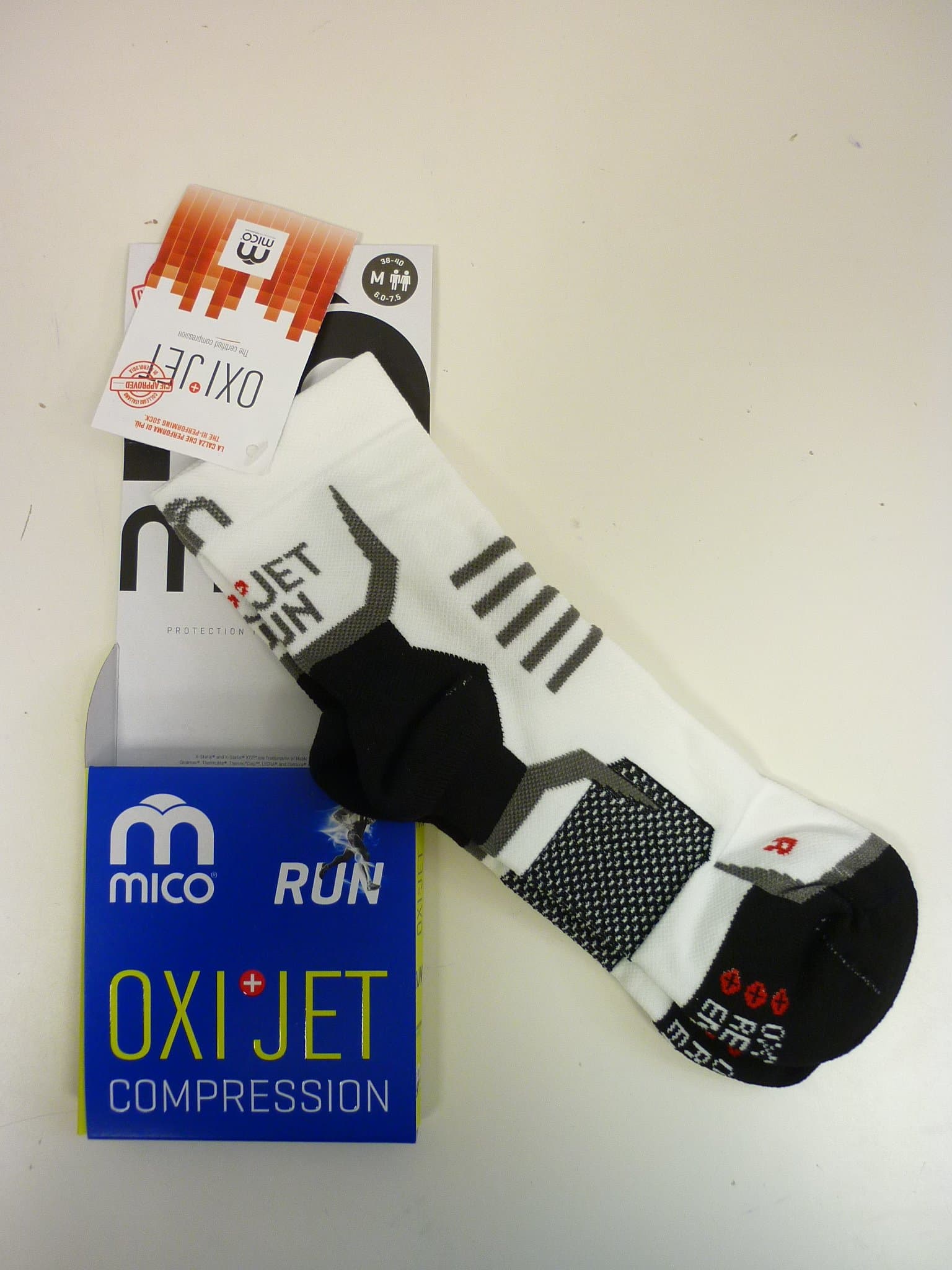 Socks Running oxi-jet Medium, 001 BIANCO