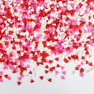 - Edible Heart Sprinkles for Cake Decorating,Red Pink White Small Heart Shapes Mix,Miniature Sugar Sprinkle for Baking Decorations ,Cake Ice Cream Cookies Cupcake Chocolate Topper Birthday Wedding Mother's Day Easter Supplie