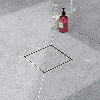 ElefloomSquare Shower Drain, Shower Drain 4 inch with 2 in 1 Tile-Insert Cover, Brushed AISI 304 Stainless Steel Shower Floor Drain with Hair Catcher