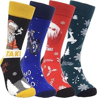 HSELLMens Fun Patterned Dress Socks Funny Novelty Crazy Design Cotton Socks Gift for Men