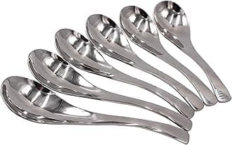 Set of 6-6.5 x1.8 Inches Functional Heavy-Weight Stainless Steel Soup Spoons Table Spoons with Modern Look Excellent Shape