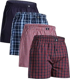 Men's 100% Cotton Woven Boxers (4 & 6-Pack) – Loose Fit, Breathable & Lightweight Comfort