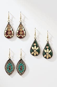 Drop Earrings For Women | Traditional Women Earrings Sets | Ethnic Combo Set Tibetan Laac Drop Earrings For Girls Accessories Jewellery | Birthday Anniversary Gift for Girls Women