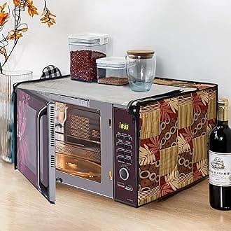 Glassiano Abstract Beige Printed Microwave Oven Cover for IFB 20 Litre Grill Microwave Oven 20PG4S Black/Silver