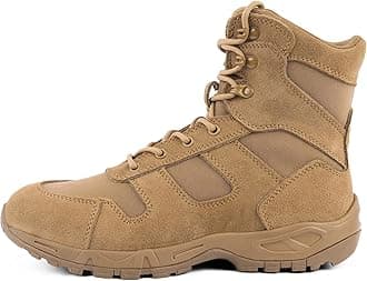 QUNLON Tactical Military Combat Boots Lightweight Desert Jungle Army Work Outdoor Motorcycle Boots Side Zipper