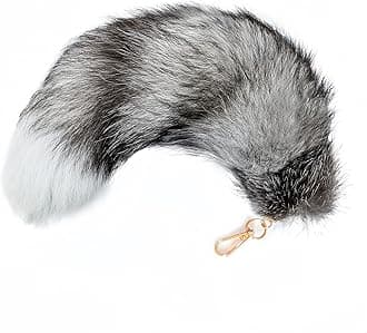 IivosFluffy Therian fox Tail Keychain - Soft Fur, Realistic Colors, Durable, Perfect for Cosplay, Renaissance Fairs