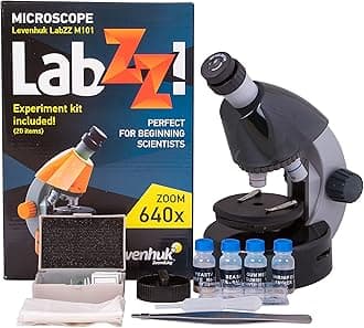 Levenhuk LabZZ M101 Moonstone 640x Portable Educational Kids Microscope Science Kit with LED Light, STEM Toys Accessory Set, Blank & Prepared Sample Slides, Beginner Experiment Guide for Children (ES)