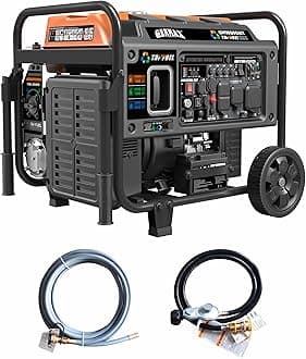 GENMAX 10500 Peak Watt Tri Fuel Open Frame Inverter Generator, with ATS, Silent Technology, CO Sensor, Digital Display and 50A, Ideal for Home Backup, Construction Site and RV Camping (GM10500XiT)