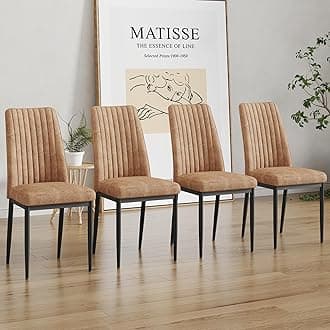 Dining Chairs Set of 4, Modern Dining Room Chair Set for 4, Brown Leathaire Upholstered Dining Chairs Set of 4, Sillas De Comedor Chair for Dining Room, Kitchen,Living Room