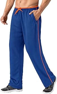 - Men's Lightweight Sweatpants Loose Fit Open Bottom Mesh Athletic Pants with Zipper Pockets