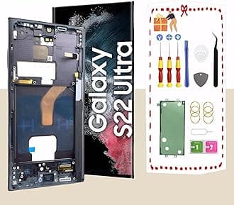 OLED for Samsung Galaxy S22 Ultra 5G LCD Screen Replacement for Samsung S22 Ultra Touch Digitizer Display with Frame Toolkits S908U S908A US Version