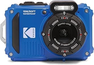 Kodak PIXPRO WPZ2 Waterproof Digital Camera, 16MP with 4X Optical Zoom, Shockproof, Dustproof, 1080p Video, Wi-Fi, Waterproof to 50ft, Blue