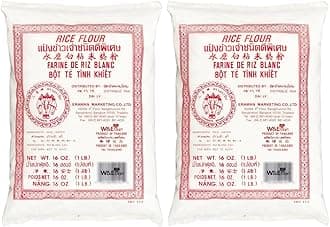 Thai Rice Flour 16 oz (Basic), 1 LB Pack of 2, Thailand Rice Flour for Baking & Cooking, Gluten-Free