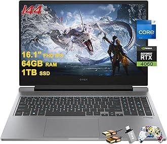 HPOmen 16 Gaming Laptop 16.1" FHD IPS 144Hz Intel 16-core i7-14650HX (>i9-13900HX) 64GB RAM 1TB SSD GeForce RTX 4060 RGB Backlit Thunderbolt FHD Privacy Camera Fast Charge Win11 w/ICP Accessory