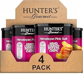 Hand-Cut Chips | Free from Preservatives & Artificial Colors | Cholesterol-Free | Himalayan Pink Salt Crisps | Great for Special Occasions | Non-GMO | Pack of 4 | 40g