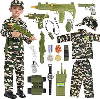 MGparty Halloween Costume for kids, Soldier Costumes for Boys Kids with Toy Accessories for Halloween Role Play Ages 3-12