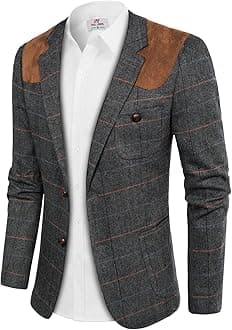 PJ PAUL JONES Mens British Wool Blend Suit Blazer Patchwork Tweed Sport Coats