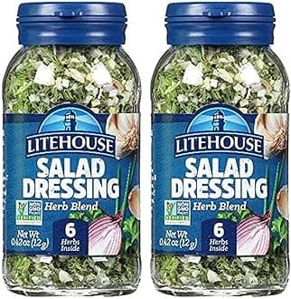 LITEHOUSE Freeze Dried Salad Dressing Herb Blend - Substitute For Fresh Salad Dressing, Fresh Herb Blend, Jar Equal To Blend Of 6 Herbs, Organic, Salad Seasoning, Non-Gmo, Gluten-Free - 0.42 Ounce, 2-Pack