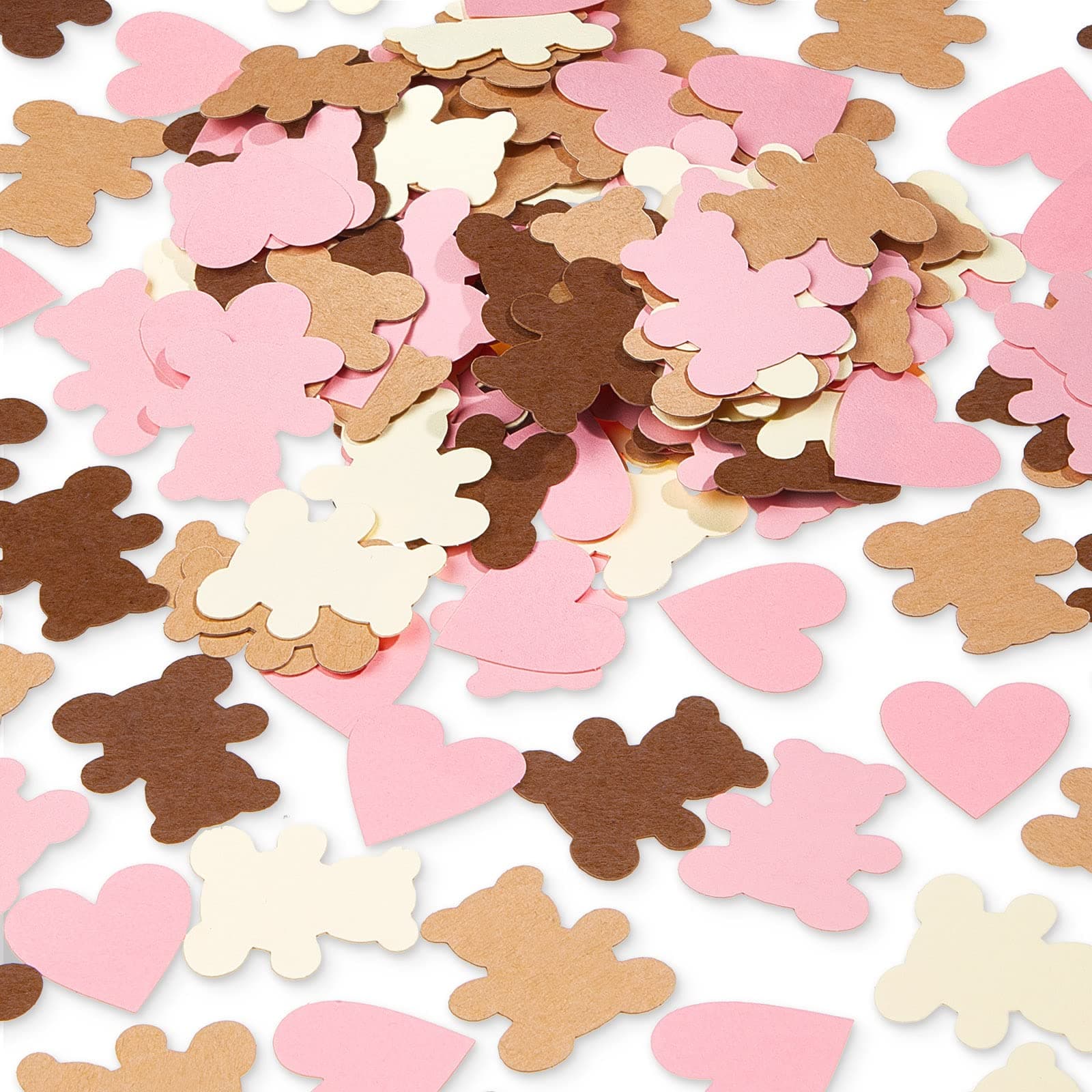 Civaner 500 Pcs 1.2 Inch Bear Table Confetti Set Heart Cream Bear Shaped Girl Boy Baby Shower Confetti First Birthday Party Decorations Gender Reveal Sprinkles(Pink, Brown, Beige, Dark Brown)