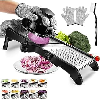 Mandoline Slicer for Kitchen Adjustable Stainless Steel Food Slicer Vegetable Chopper Onion Waffle French Fry Cutter Potato Chip Julienne Slicer with Safety Gloves