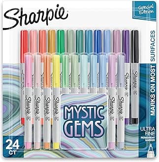 Permanent Markers, Mystic Gems Special Edition Pack, Ultra Fine Point, Assorted Colors, 24 Count - Arts & Crafts, Office Supplies