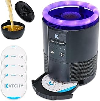 Katchy Indoor Fly Trap Catcher & Killer for Mosquito, Gnat, Moth, Fruit Flies Non Zapper Traps for Buzz Free Home (Duo, Black)