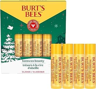 Burt’s Bees Gift 4 Lip Balms Stocking Stuffer, Beeswax Bounty Classic Set, Beeswax Moisturizing Lip Balm