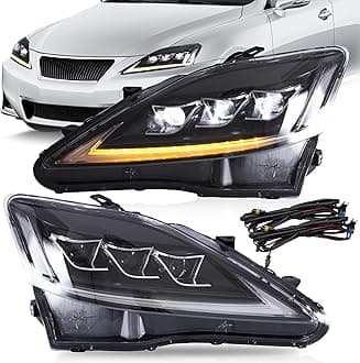 VLAND Headlights Assembly Fit for Lexus IS250/ IS250C IS350 IS350C IS220d 2006-2012, ISF 2008-2014 W/DRL, LED Front light with Sequential Turn Signal, Plug-n-Play Clear Headlamp