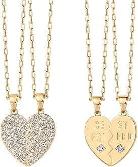 14K Gold Plated Cubic Zirconia Heart Necklace | Cute Dainty Love Pendant Necklaces for Women - Valentines Day Trendy Jewelry