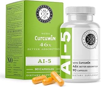 Intestinal Fortitude Herbal Anti Inflammatory Supplement AI-5 by with CurcuWIN Turmeric Curcumin Boswellia Serrata Ginger Root EGCG Green Tea Extract Berberine HCL Gut Health Supplement IBD IBS