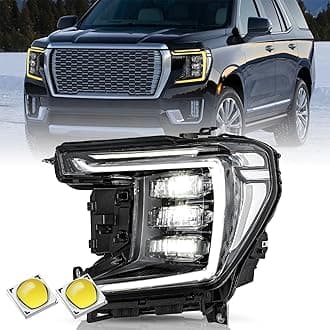 Full LED Headlight Assembly Set for 2021 2022 2023 GMC Yukon/Yukon XL DENALI/AT4 OEM Headlamp Replacement LH (Left/Driver Side)