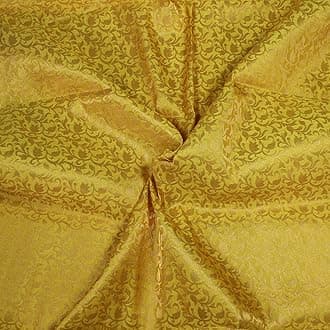CraftyArt Yellow Brocade Art Silk Fabric by The Yard Home Decor Wedding Lehenga Blouse Fabric Width is 44” inches (Approx)