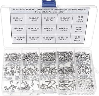 #2-56 UNC Stainless Steel Phillips Pan Head Machine Screws Nuts Assortment Kit #2-56 #4-40 #6-32UNC