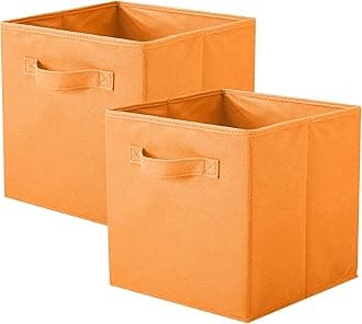 ShellKingdom Storage Bins, Foldable Fabric Storage Cubes and Cloth Storage Organizer Drawer for Closet and Toys Storage, 2 Pack (Orange)