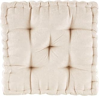 Intelligent Design Azza Poly Chenille Square Floor Pillow Cushion, 20"x20"x5", Ivory