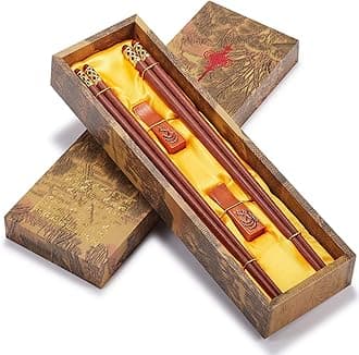 Reusable Chopsticks-Chinese Natural Wooden Chopstick,With Holder and Carrying Bag Present Set